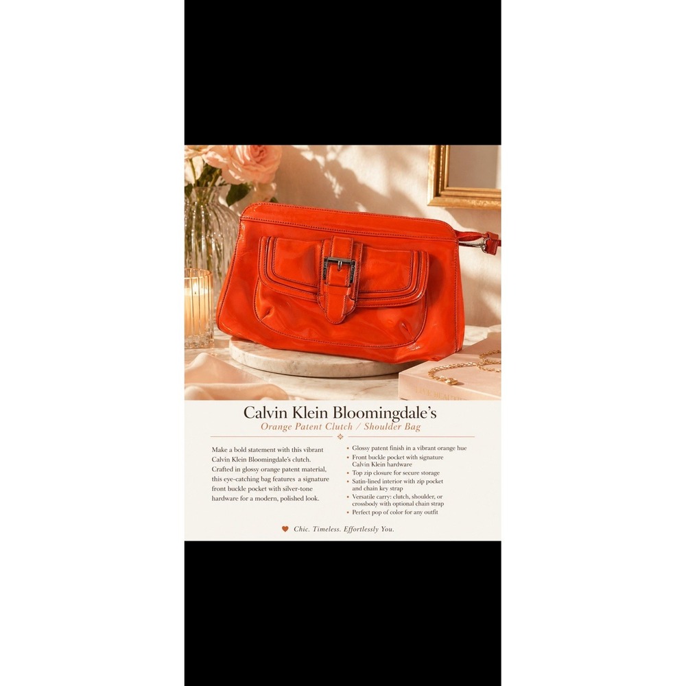 New with Bag Calvin Klein STUNNING Orange Purse Chain Crossbody Bloomingdale's